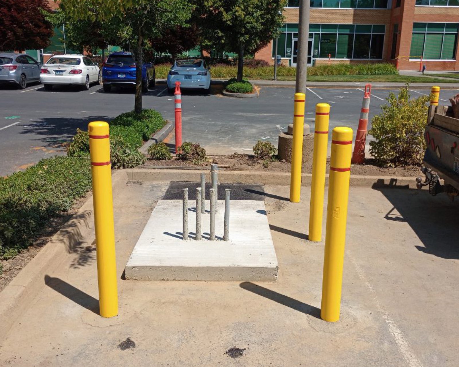 Installed protective bollards